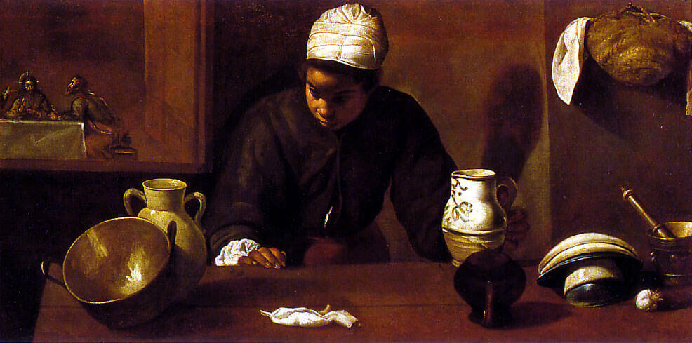 Kitchen Maid with the Supper at Emmaus, 1617 by Diego Velázquez
