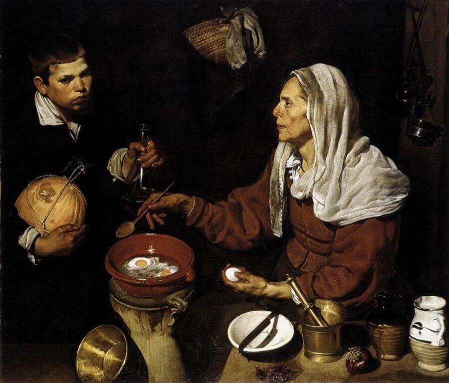 Old Woman Frying Eggs, 1618 by Diego Velázquez
